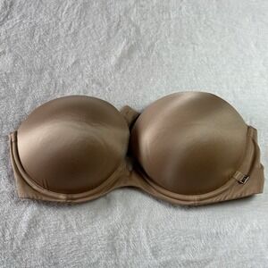 Victoria's Secret 36C Strapless Push Up Bra Beige Underwire No straps